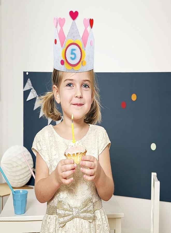 Incrizma Reusable Birthday Party Hat Crown for Kids, Felt HappyBirthday Hat with Adjustable Velcro, Girls Boys Baby Photo Props, Birthday Party Tiara for Children Aged 1-9 (Multi color - Pink) - Image 2